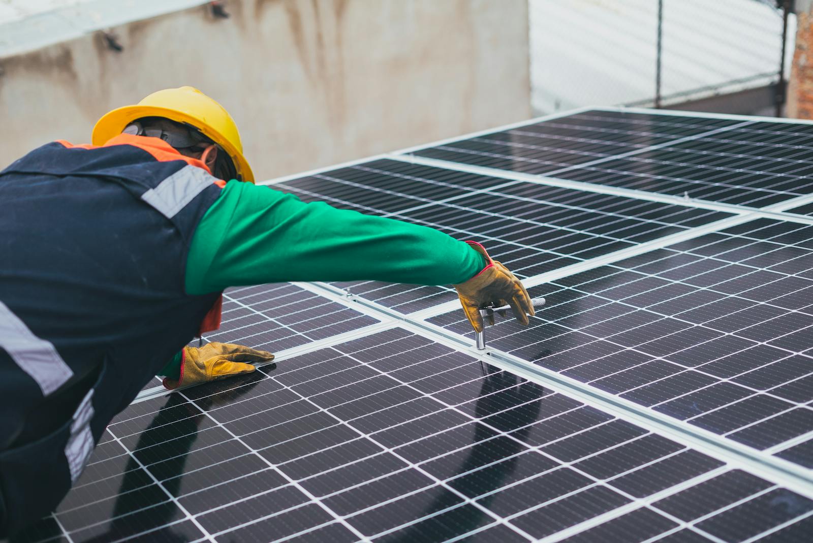 solar panel, installation, worker